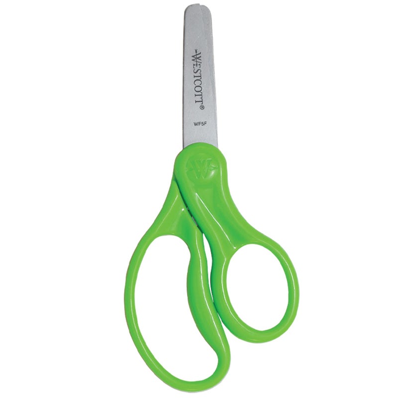 Westcott 15969 Right- and Left-Handed Scissors, Classic Kids' Scissors, Back to School, Classroom Supplies, Ages 4-8, 5-Inch Blunt Tip, Neon Green - Image 2